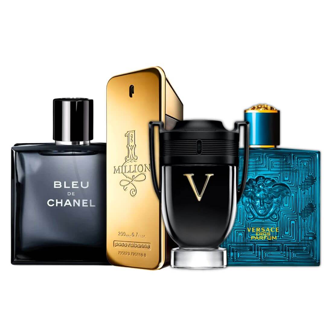 PROMOÇÃO COMPRE 1 LEVE 4 - Blue Chanel, 1 Million, Invictus Victory e Versace Eros - 100ml Cada